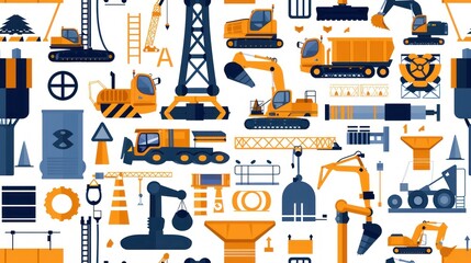 Construction Equipment Seamless Pattern