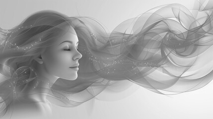 Fototapeta premium inspiration, black and white photo, original banner, for advertising a beauty salon,