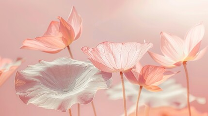 Macro Photography of Lotus Leaves with Minimalistic Design and Soft Pastel Colors