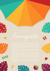 Buon Ferragosto Italian Festival background, summer holiday in Italy, vector illustration