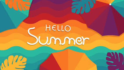 Hello summer abstract background, summer sale banner, poster design., vector illustration