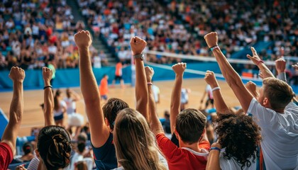 Fan Celebrating a Point in a Volleyball Match