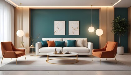 Photo interior modern design room 3d illustration