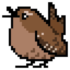 Fototapeta premium ドット絵, アニマルイラスト, ミソサザイ