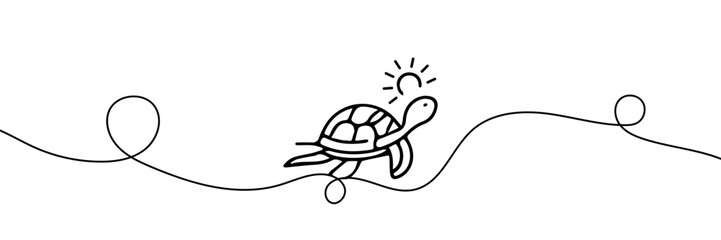 Continuous line drawing of sea turtle. One line of sea turtle. Marine animal concept continuous line art. Editable outline.