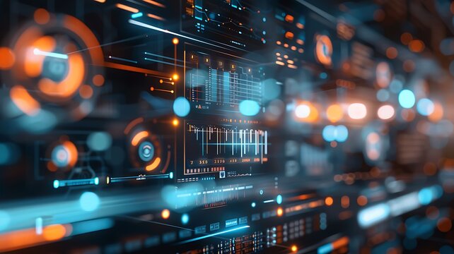 A detailed infographic illustrating the step-by-step process of machine learning, set against a blurred background to emphasize the visual information, capturing the essence of data science