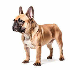 Obraz premium French bulldog dog breed standing against white background, AI Generated