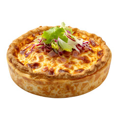 Delicious quiche with garnished salad, perfect for french cuisine themes