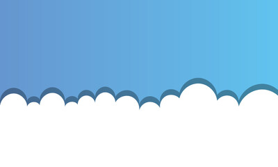 Cute white cartoon clouds on bright blue summer sky background Vector illustration. EPS 10/AI