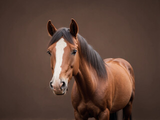 Obraz premium Equine Elegance, A Majestic Horse Set Against a Solid Brown Background