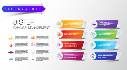 Infographic 8 step road map business chart data, progress, direction, clean design