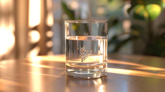 A clear glass of water on the table can convey purity, freshness, and good health. And can be used to advertise drinking water or campaign or publicize drinking clean water for good health.