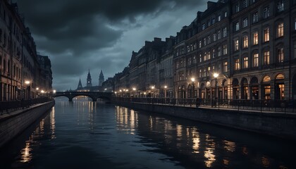 Obraz premium urban architecture on the river, highly detailed, photorealistic. Generative AI, Generative, AI