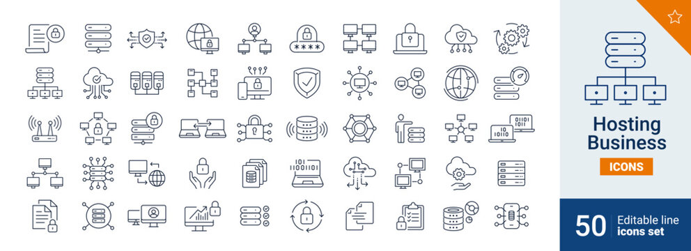 Hosting icons Pixel perfect. Server, network, computer, ....	
