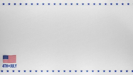 4th of july seamless loop paper background with usa flag and stars moving in opposite ways on top and bottom, blank background with copy space for text or other content