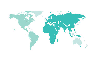 Map of world isolated modern colorful style. for website layouts, background, education, precise, customizable, Travel worldwide, map silhouette backdrop, earth geography, political, reports.