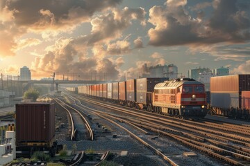 Fototapeta premium Cargo Train in an Industrial Zone