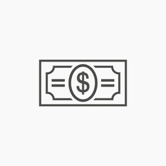 Dollar banknote icon vector isolated. currency, usd, cash symbol