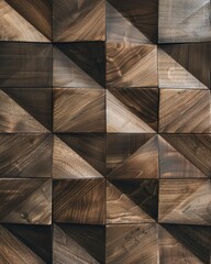 Natural-Looking Soft Sheen Tiles with Diamond-Shaped Wooden Background