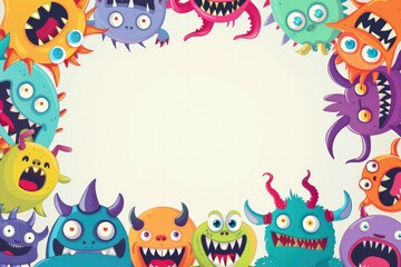 Naklejka premium Heads of different Halloween monsters on a plain light background. Postcard, illustration for the autumn holiday Halloween. Scary funny heroes monsters