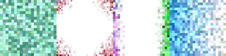 Abstract square mosaic pattern background set