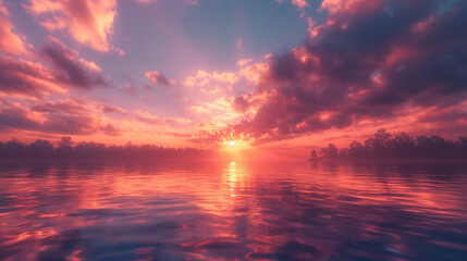 sunset over the lake