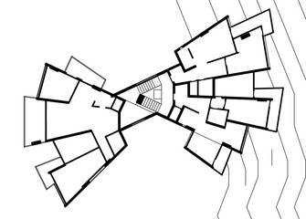 Modern building architectural 3d drawing