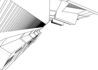 Fototapeta premium Modern building architectural 3d drawing