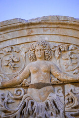 20 June 2024 Selcuk Izmir Turkey. Ephesus Efes antique city with library theatre and artcitectural details at sunset