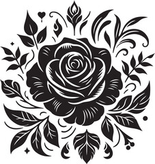 Rose flower Silhouette vector illustration
