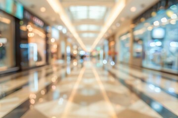 Shopping center, retail shop inside including the grocery store for backdrop banner with space for text, conceptual defocused picture