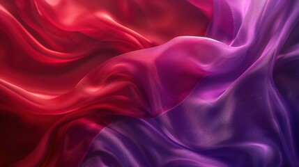 Obraz premium Close-up view of red and purple silk fabric with flowing, smooth texture, creating a luxurious and elegant visual effect.