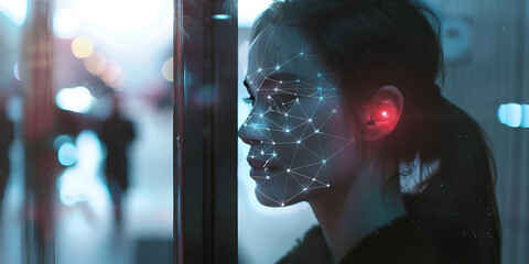 Futuristic Facial Recognition Technology with Digital Overlay
Advanced Biometric Identification System Using Facial Mapping
High-Tech Security System with AI-Powered Facial Recognition