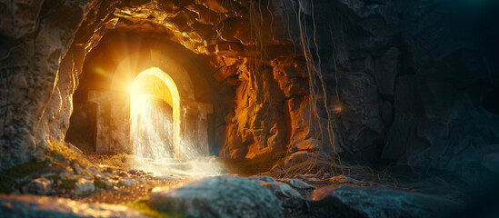a  of the tomb&rsquo;s entrance, with bright light pouring out and the shroud visible inside, Resurrection of Jesus Christ, Easter, Jesus Christ, Resurrection, Religion, To