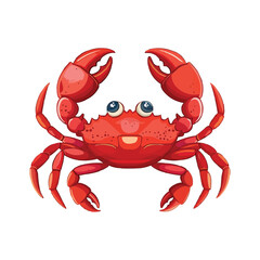 Cartoon Red crab isolated on white solid background
