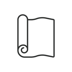 Yoga mat, in line design. Yoga mat, fitness, exercise mat, wellness, meditation, stretching, Pilates on white background vector. Yoga mat editable stroke icon.