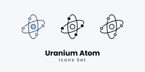 Uranium Atom icons vector set stock illustration