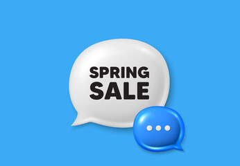 Spring Sale tag. Text box speech bubble 3d icons. Special offer price sign. Advertising Discounts symbol. Spring sale chat offer. Speech bubble banner. Text box balloon. Vector