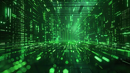 Obraz premium Abstract tech background. Retro green monochrome phosphor monitor display with pixel sorting glitch effect