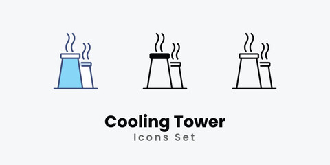 Cooling Tower icons vector set stock illustration