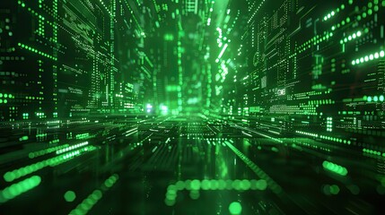 Obraz premium Abstract tech background. Retro green monochrome phosphor monitor display with pixel sorting glitch effect