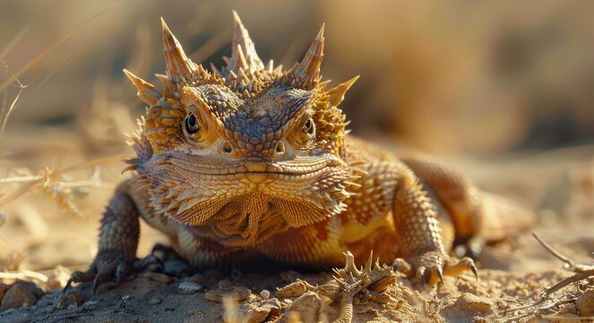 Thorny Devil Lizard Posing on Desert Sand in the Australian Outback