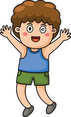 Kid boy stand happy celebrating pose