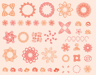 Peach fuzz botanical set texture vector motif with color of the year two tone effect. Soft fresh modern design for hand drawn illustration collection. 