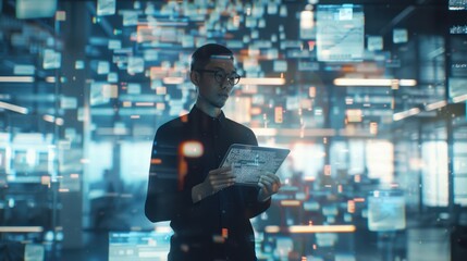 The man and digital tablet