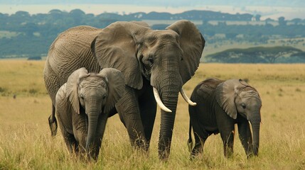Fototapeta premium Largest Land Mammal: Elephants are the largest land animals on Earth