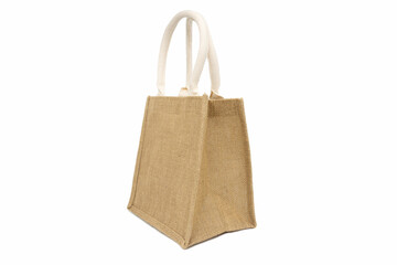 A linen woven tote bag isolated on white background