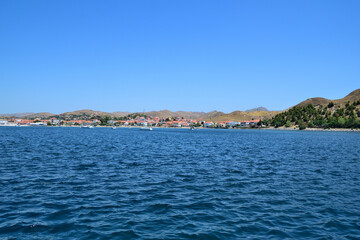 view of the town - Tourkikos Gialos bay, Myrina town, Lemnos island, Greece, aegean sea