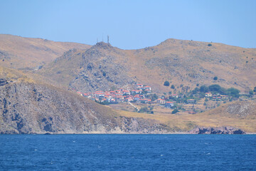 Village, beach and sea - Plati, Paralia Plateos, Plati Bay, Limnos (Lemnos), Greece, aegean sea