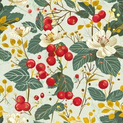 Vibrant berry design on mint background  fresh organic theme in soft pastel colors   flat graphic